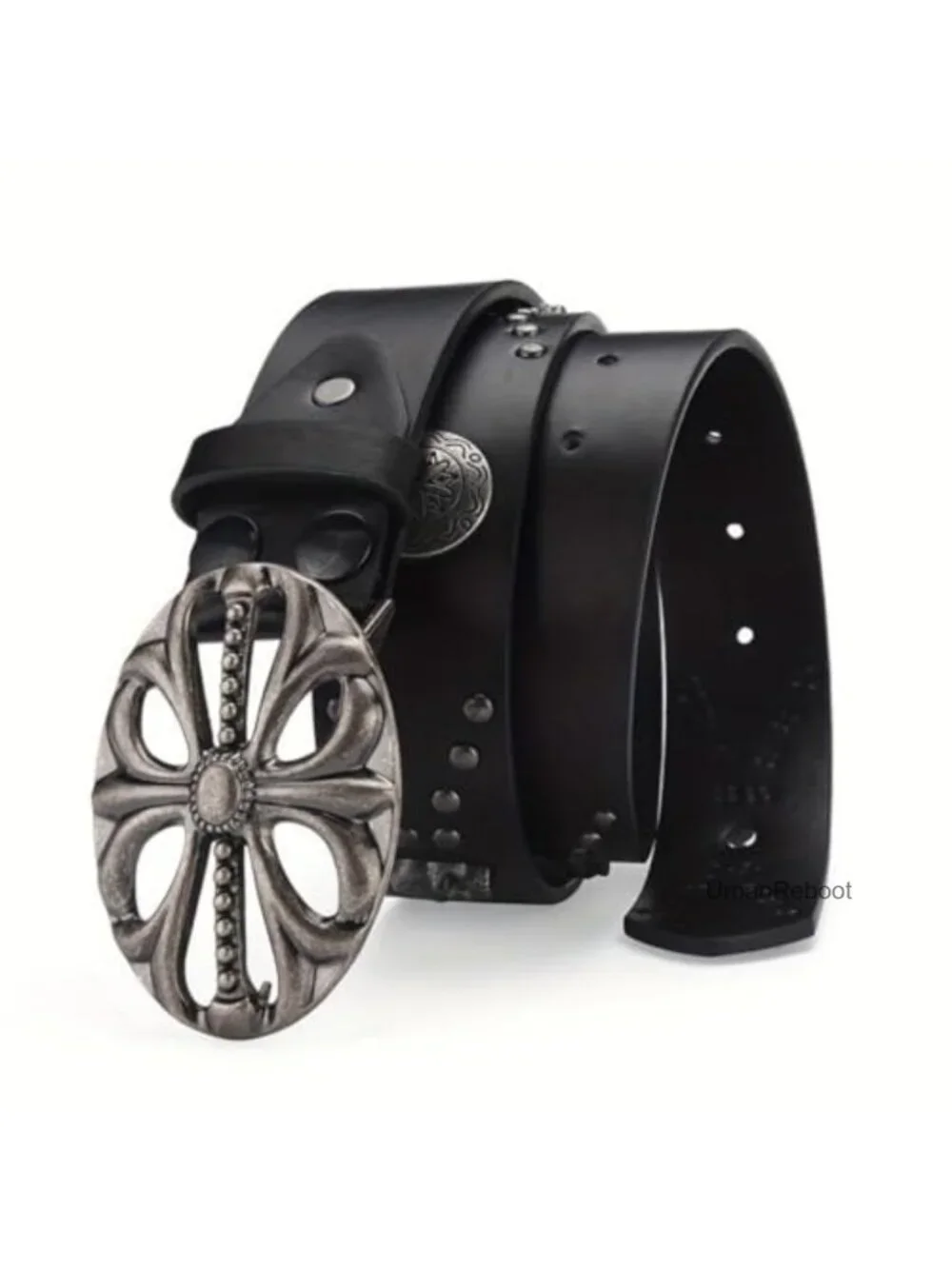 Vintage Skeleton Buckle Belt PU Leather Y2K Punk Western